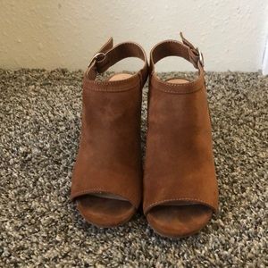 A New Day Open Toe Suede Chunky Heel